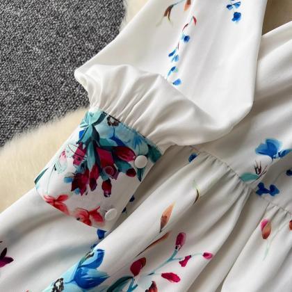 Bold Geo Floral Belted maxi Dress main image 1