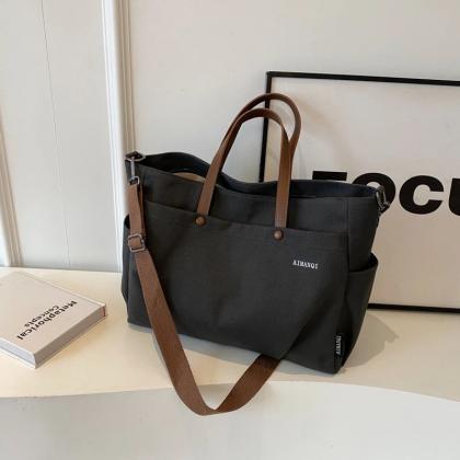 Beige Canapa & Leather City Stitch Tote Bag main image 1