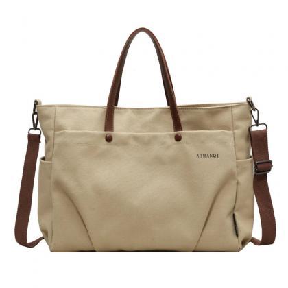 Beige Canapa & Leather City Stitch Tote Bag main image 0