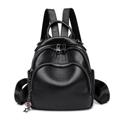 Stylish Black Leather Mini Backpack For Women on Luulla