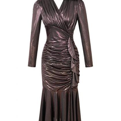 Diffuse brown & ochre long dress main image 0