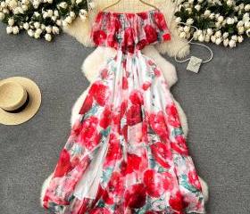 Chiffon Off Shoulder Maxi Dress Blush