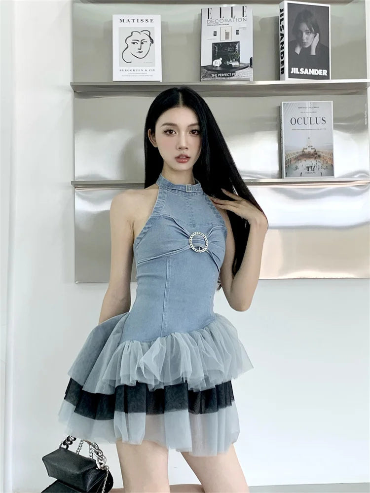 Tulle skirt denim dress cheap