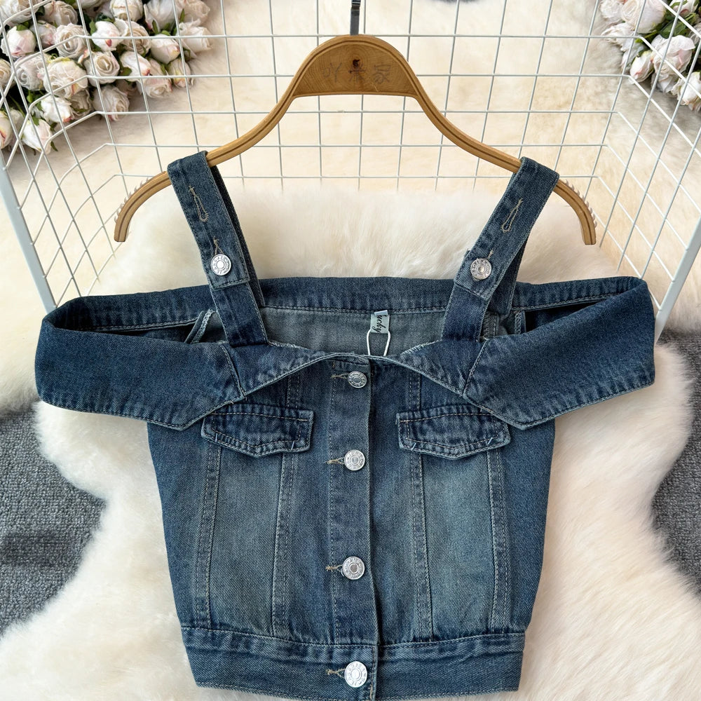 Elama – Off-Shoulder Denim Top main image 0