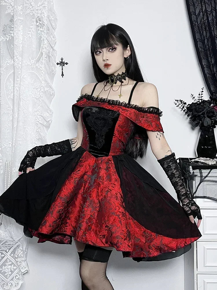 fitted lace wedding dress Bordeaux Velvet Gothabilly Dress – DraculaClothing