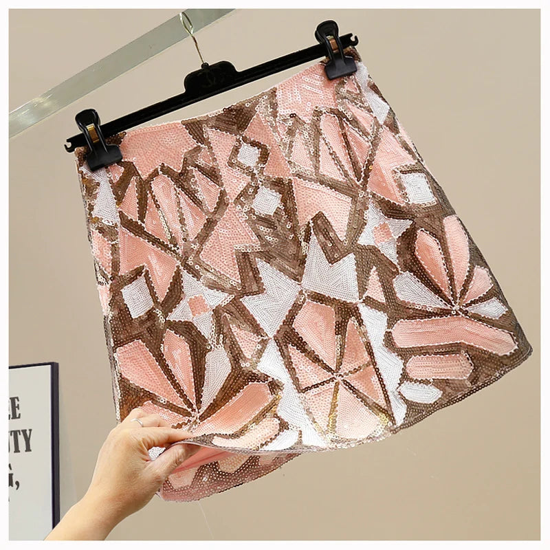 Geometric sequin mini skirt cheap