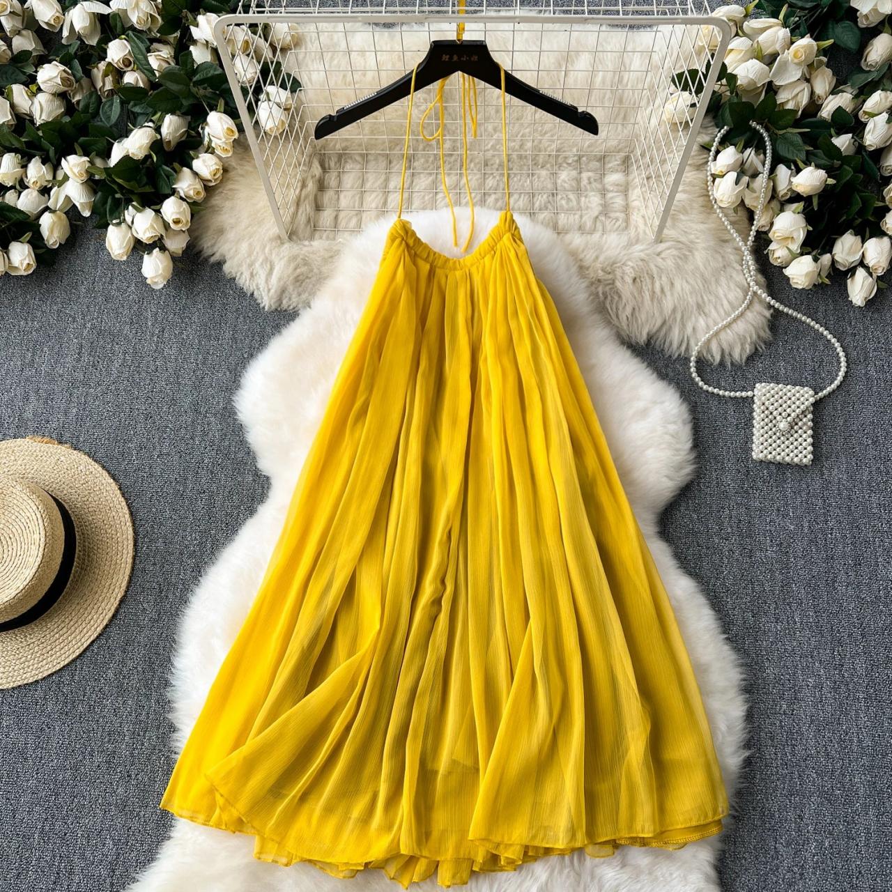 sachin and babi light blue dress Sweet Lace-up Dress Women's New Summer Beach Chiffon Long Dress Fashion  Loose Plus Size 4XL Shoot Photo Seaside Vacation dresses main image 1