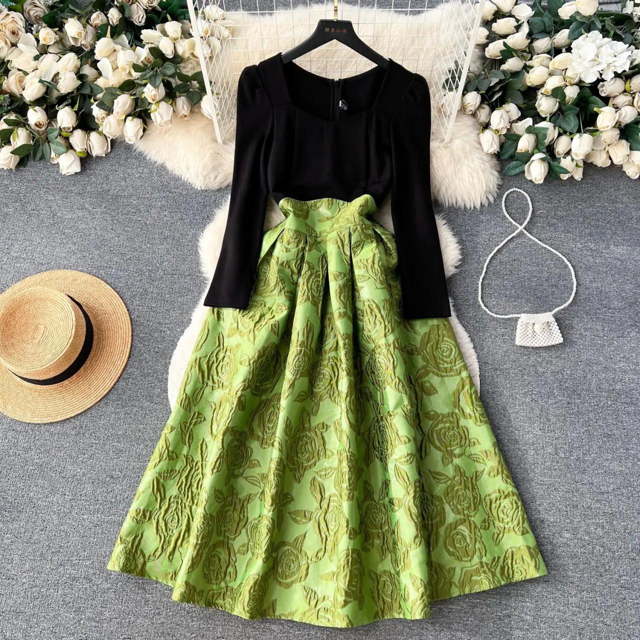 dress with black top and floral skirt Ava Presley 40106 Long Formal Dress Light Blue / 0