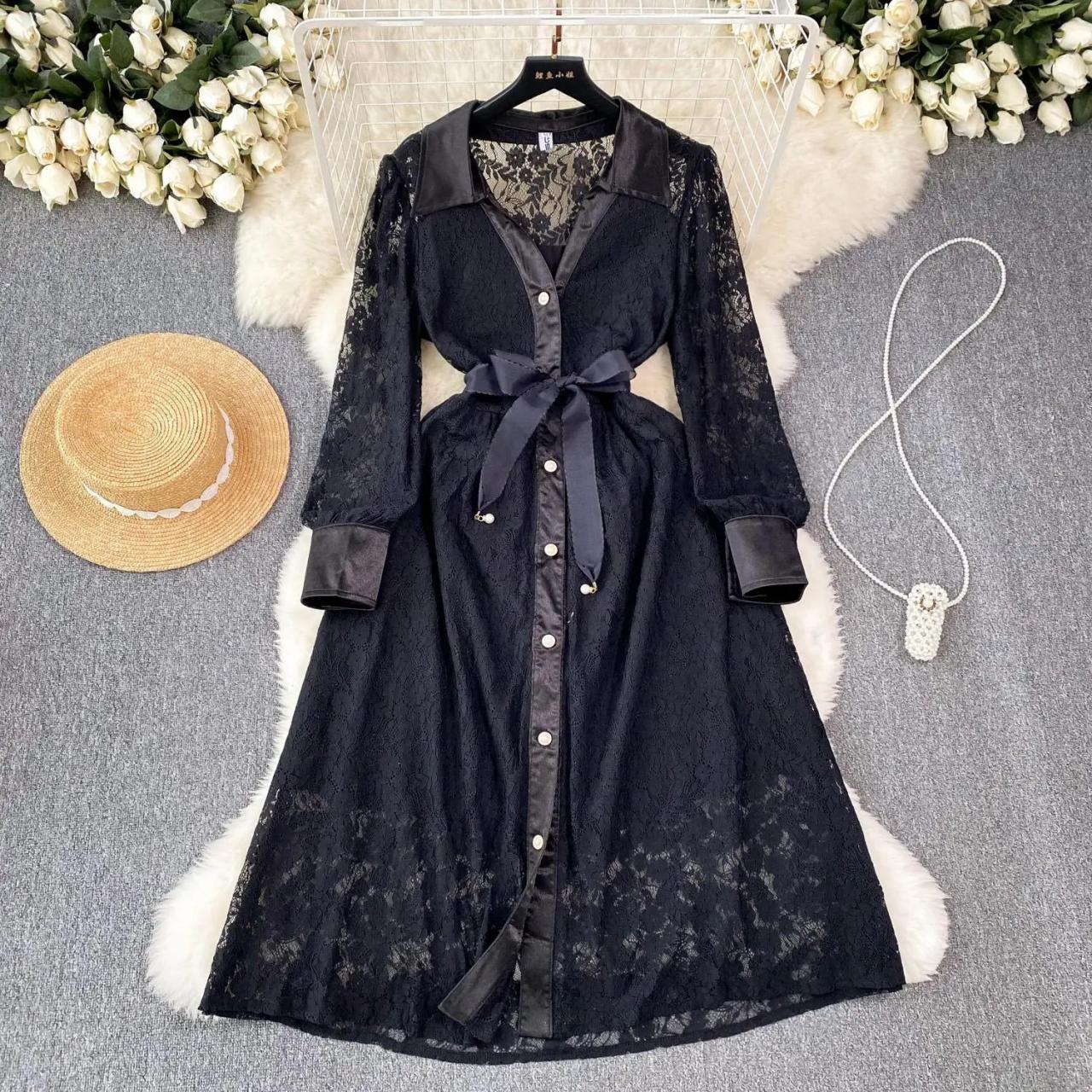 lace dress goth Dark In Love - Gothic Black Lace Off-Shoulder High-Low - Dress main image 1