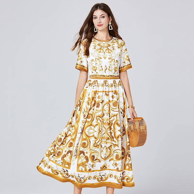 Baroque print dress best sale