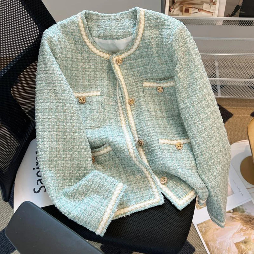 Zara green tweed blazer discount