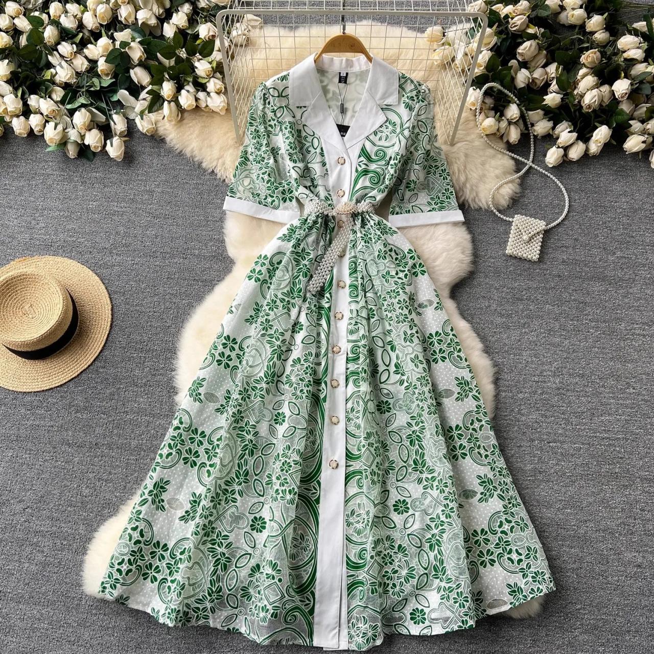 green floral button down dress FARM RIO Yellow Green Multi Maxi Sundress Size MEDIUM (M) Dress –  ReturnStyle main image 1