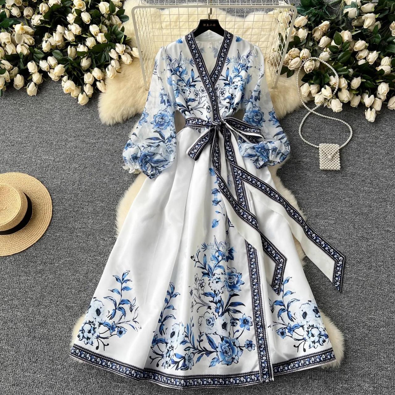 blue floral kimono dress Austin Kimono Midi Dress — Blue Print main image 1