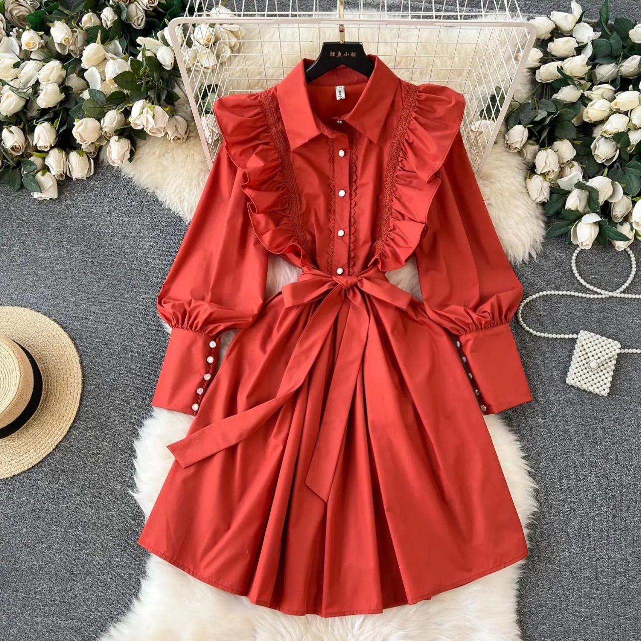 knee length dresses for ladies Magenta Floral Long Sleeve Mini Dress - All Dresses main image 1