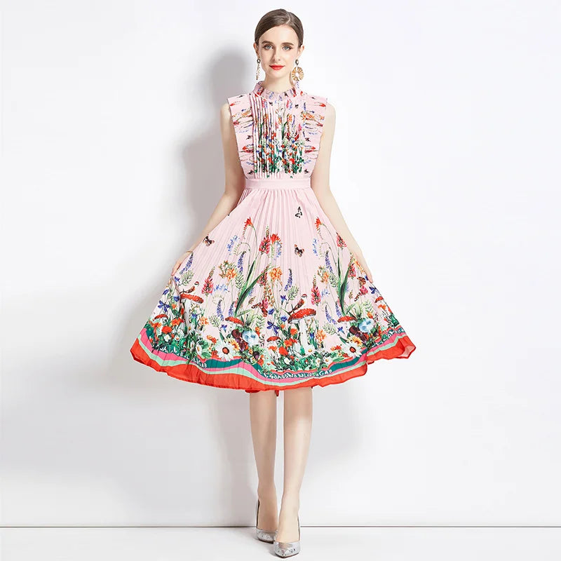 knee length dresses for ladies Elegant Floral Applique Midi Gown with Voluminous Skirt – Spring/Summ –  Elonnashop