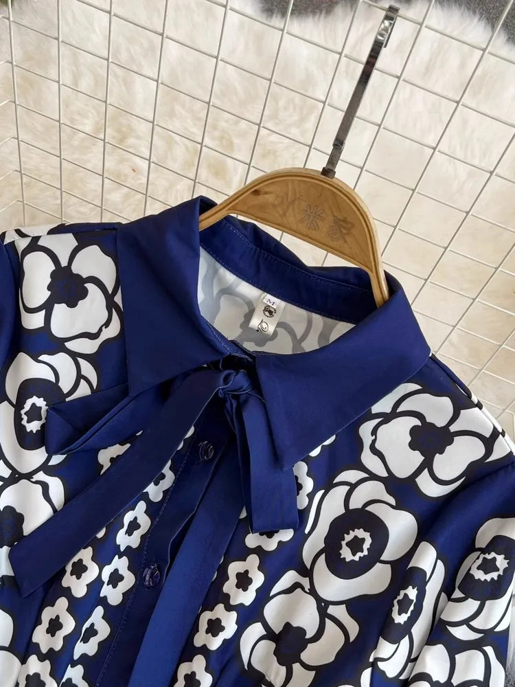 midi navy floral dress