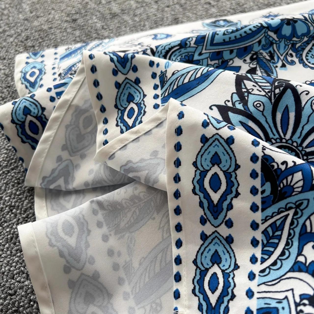 Elegant Blue Floral Print Summer Maxi Dress on Luulla
