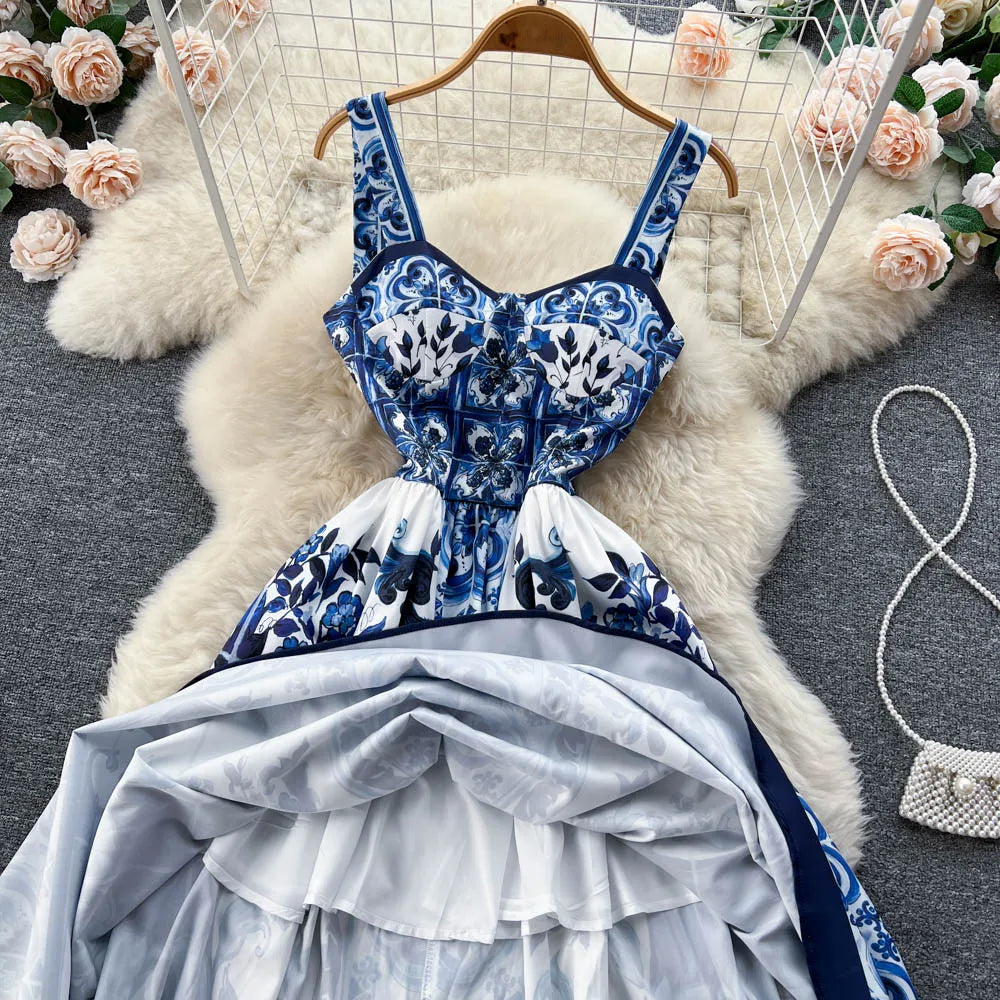 Midi Blue Floral Dress