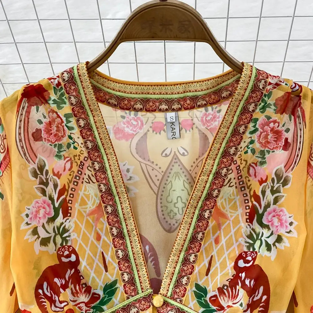 Bohemian Patchwork Floral Maxi Dress main image 1