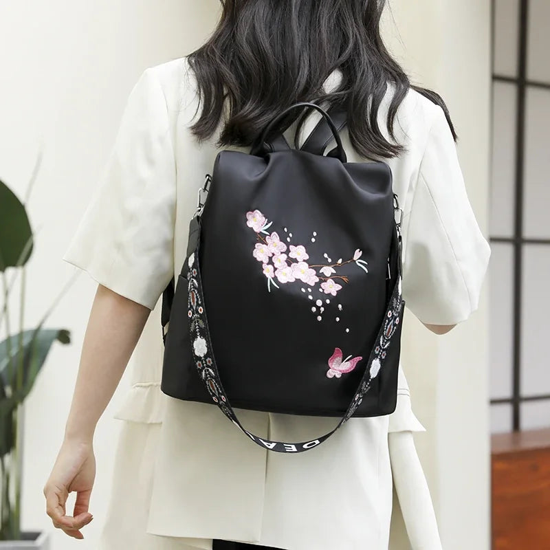 Floral Embroidered Black Backpack For Women on Luulla display picture 3
