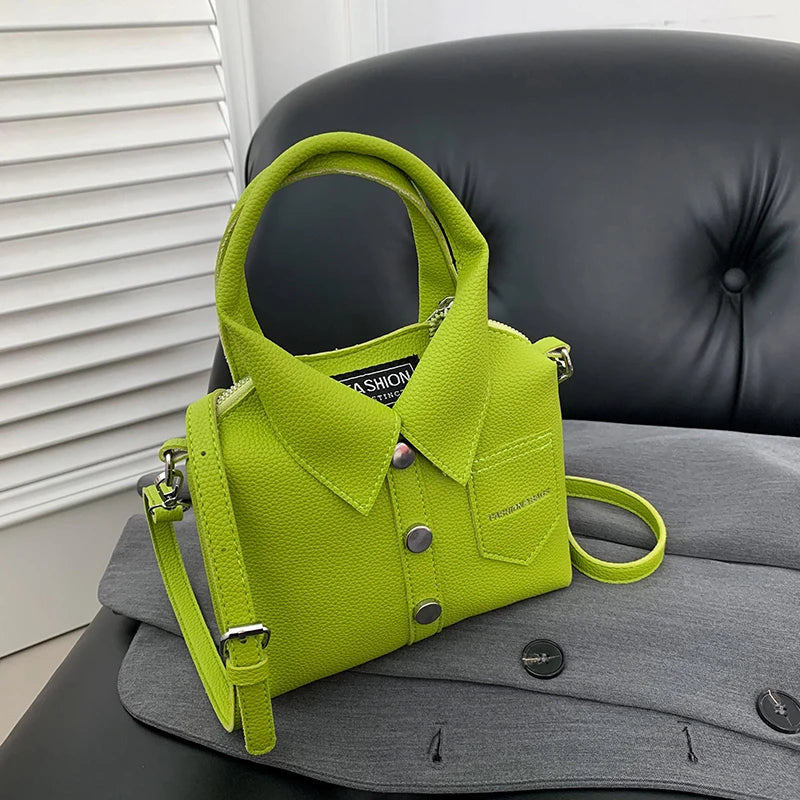 Chic Lime Green Handbag With Shirt Design on Luulla