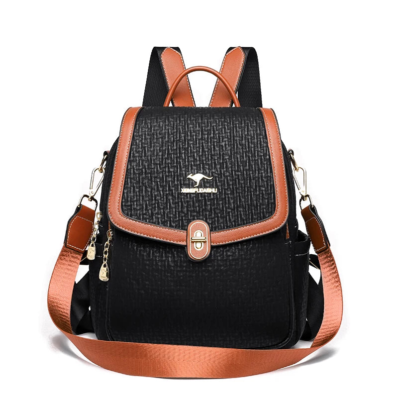 Elegant Black and Brown Women\'s Backpack MKF Collection Roxane Vegan Leather Women main image 4