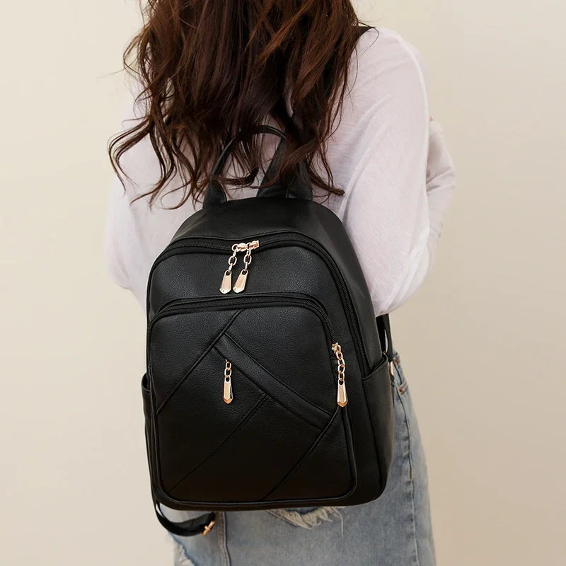 Elegant Leather Backpack With Multiple Storage Compartments on Luulla