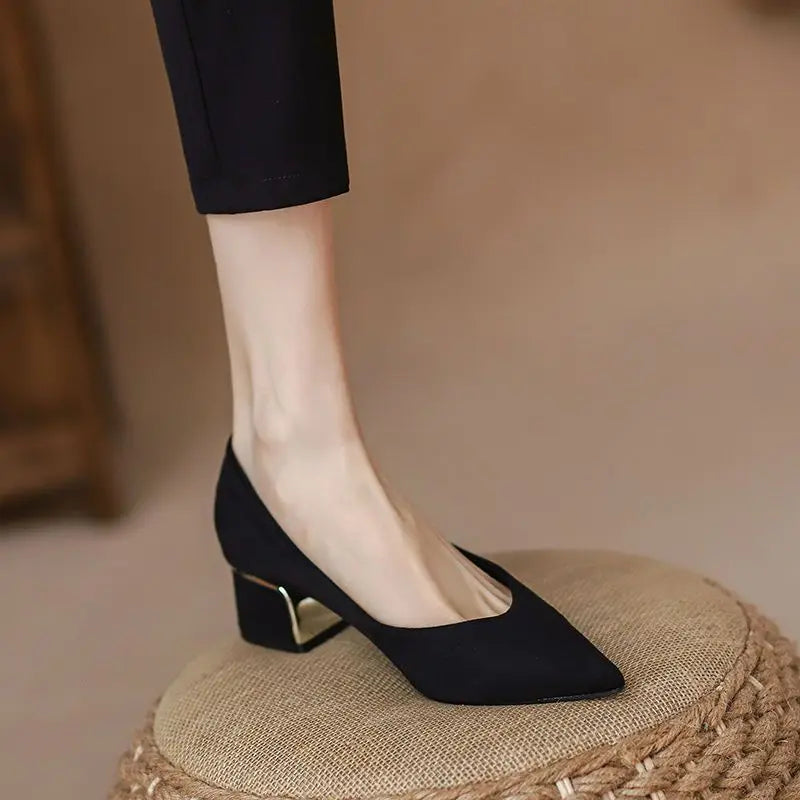 Velvet block heel pumps cheap