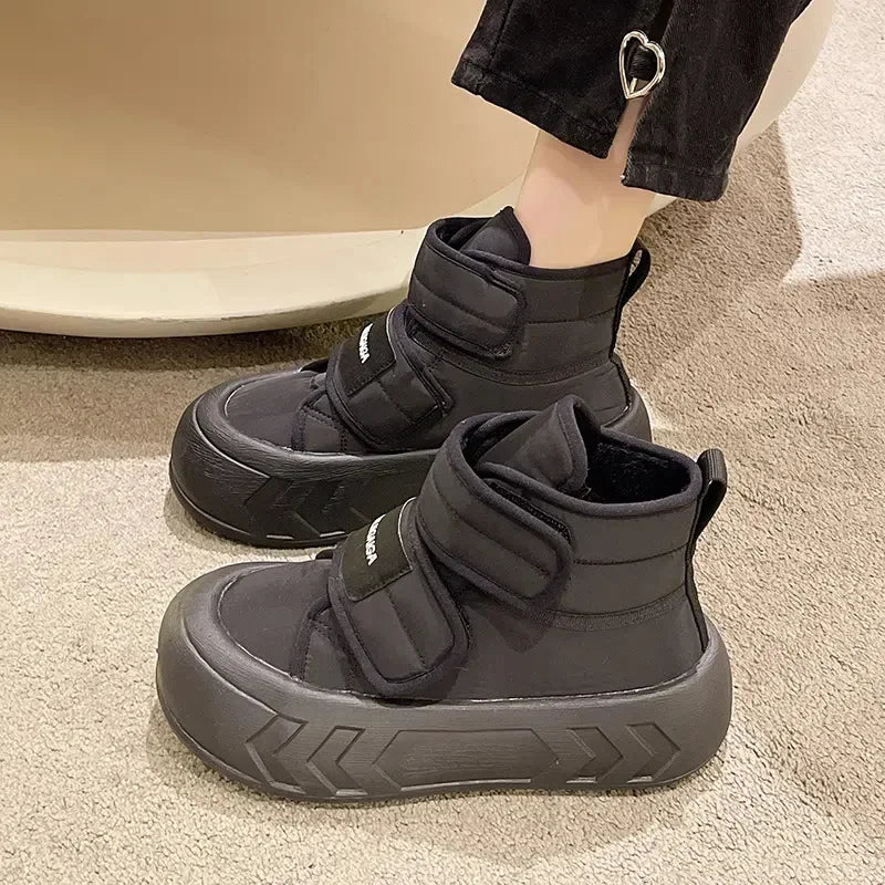 High top Black Velcro Ankle Sneakers For Women on Luulla