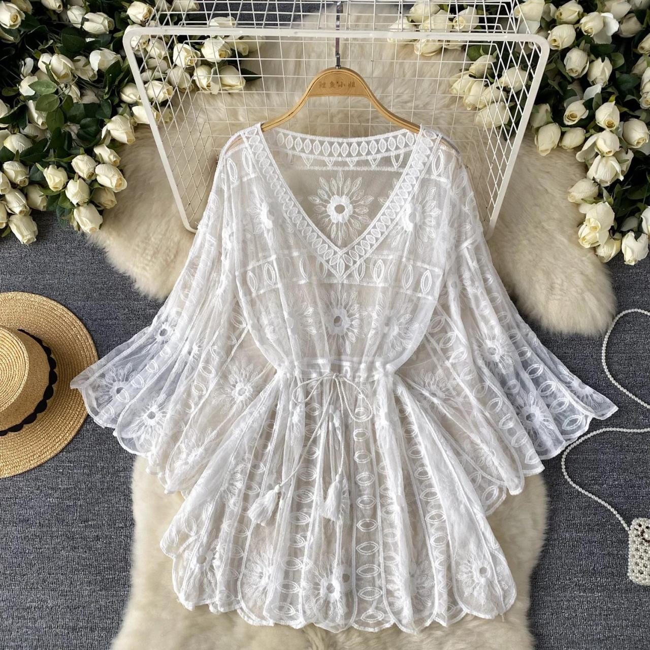 White flowing beach dress cheap