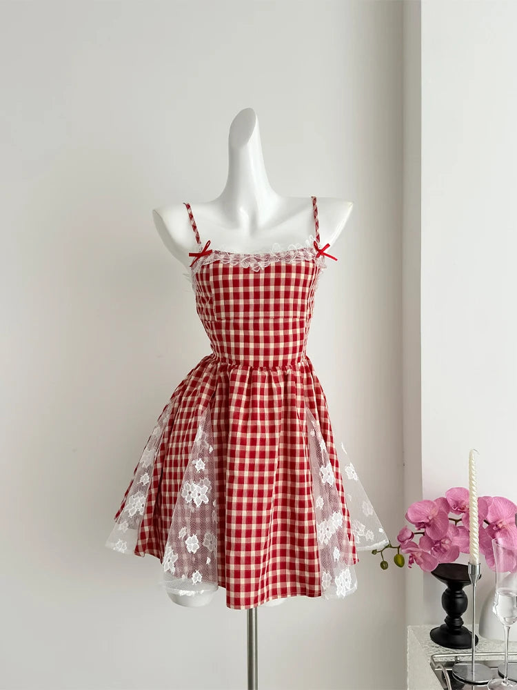Gingham Suspender Dress ルシェル Gingham Suspender Dress ルシェル