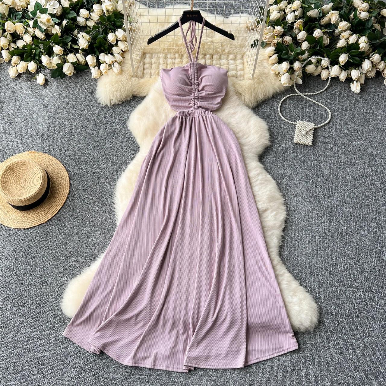 yellow halter neck bridesmaid dresses CRISTINA Chiffon Halterneck Formal Dress – One Honey Red / L USA main image 0
