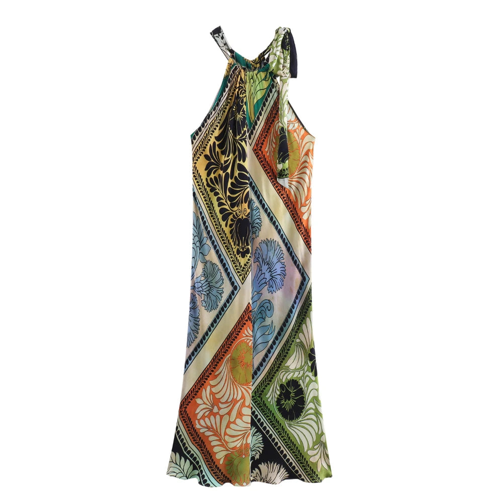 blue halter dress midi Rihoas Floral Jacquard Halter Maxi Dress main image 0