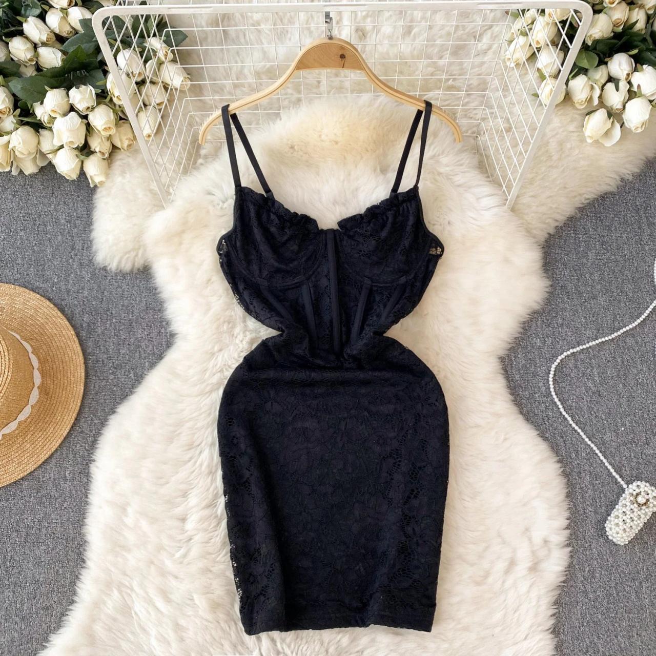 black slip dress with white lace Else - Black Daphne Slip Dress for Women - Size XL INT main image 1