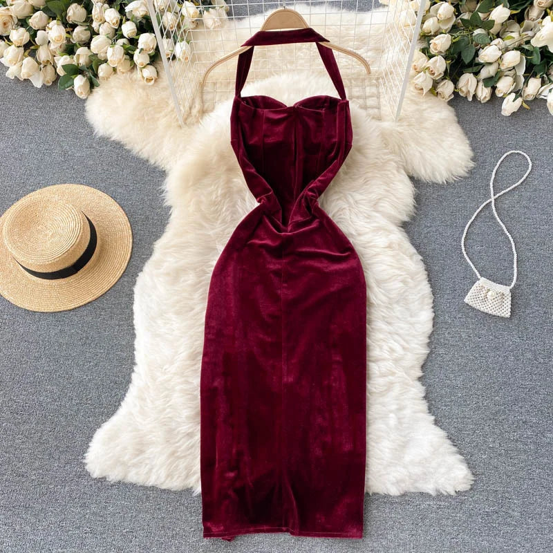 blue halter neck bridesmaid dresses Halter Neck Satin Bridesmaid Dress main image 0
