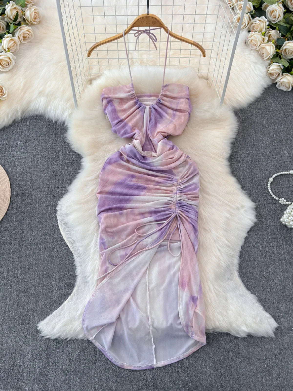 tie dye party dress Tnhcen Women's Strapless Spaghetti Strap Tie Dye Mini Dress Elastic Smoky  Shoulder Bodycon Sleep Dress Nylon Spandex Blend Casual Beach Cover Up Party  Wear XS-2XL