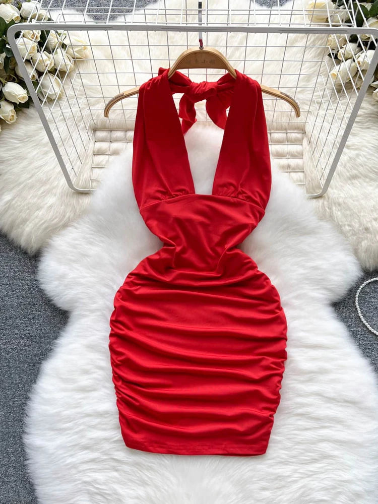 strapless open back dress Katelyn Long Sleeve Ruched Mini Dress in navy main image 1