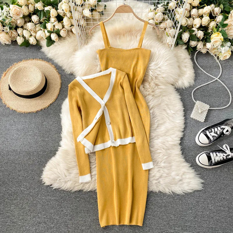 Elegant Mustard Yellow Two piece Outfit Set