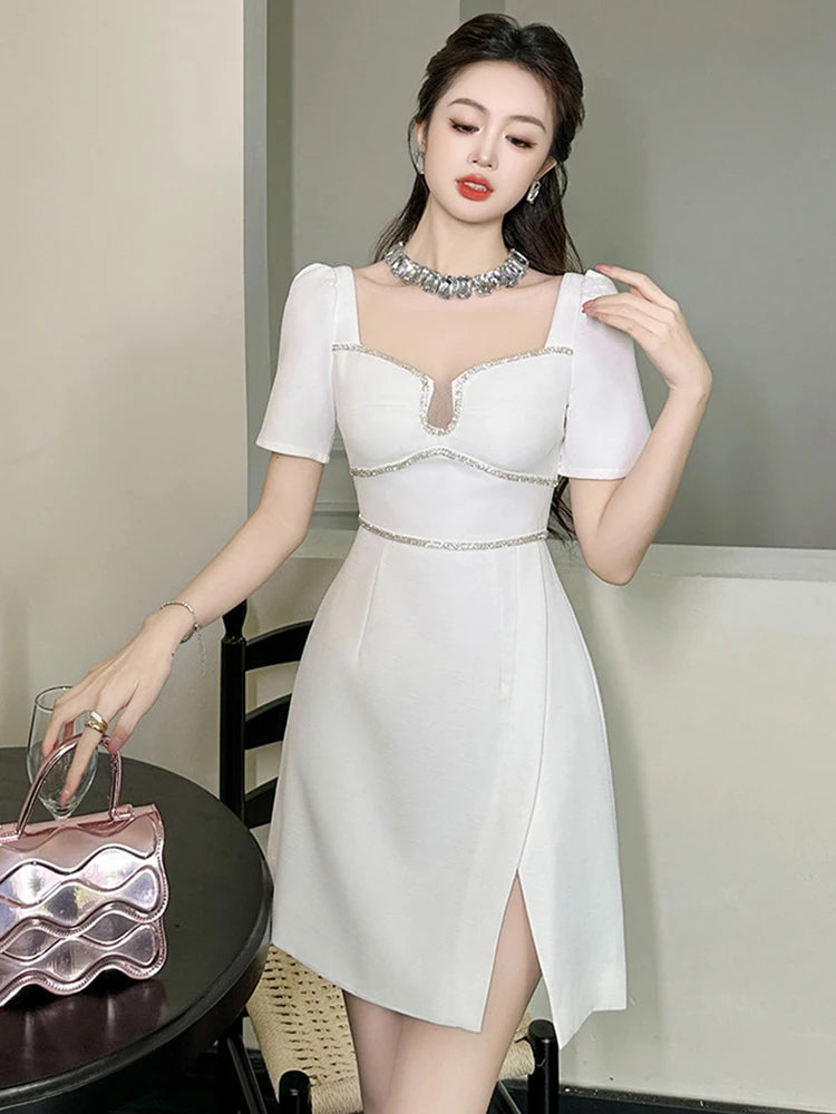 green emerald velvet dress Amazon.com: JASAMBAC White Lace Dress for Women Elegant Fit and Flare Cocktail  Formal Dresses for Wedding Guest White M : Clothing, Shoes & Jewelry main image 0