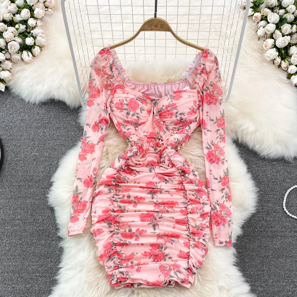 princess polly baby blue dress Black Floral Midi Dress - Mesh Bodycon Dress - Ruched Midi Dress main image 1