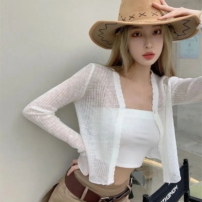 Thin sheer cardigan top