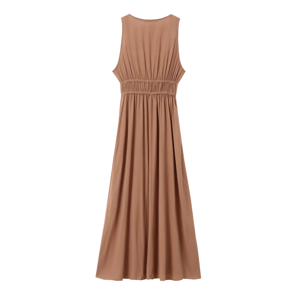 White Maxi Dress Sleeveless V-Neck main image 0