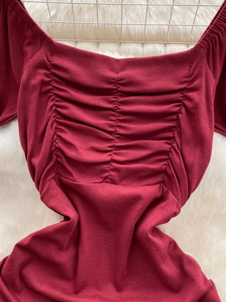 strapless open back dress Berylove Women Red Ball-Gown Long Prom Dress with Slit Spaghetti Straps  Corset Satin Evening Dress main image 1
