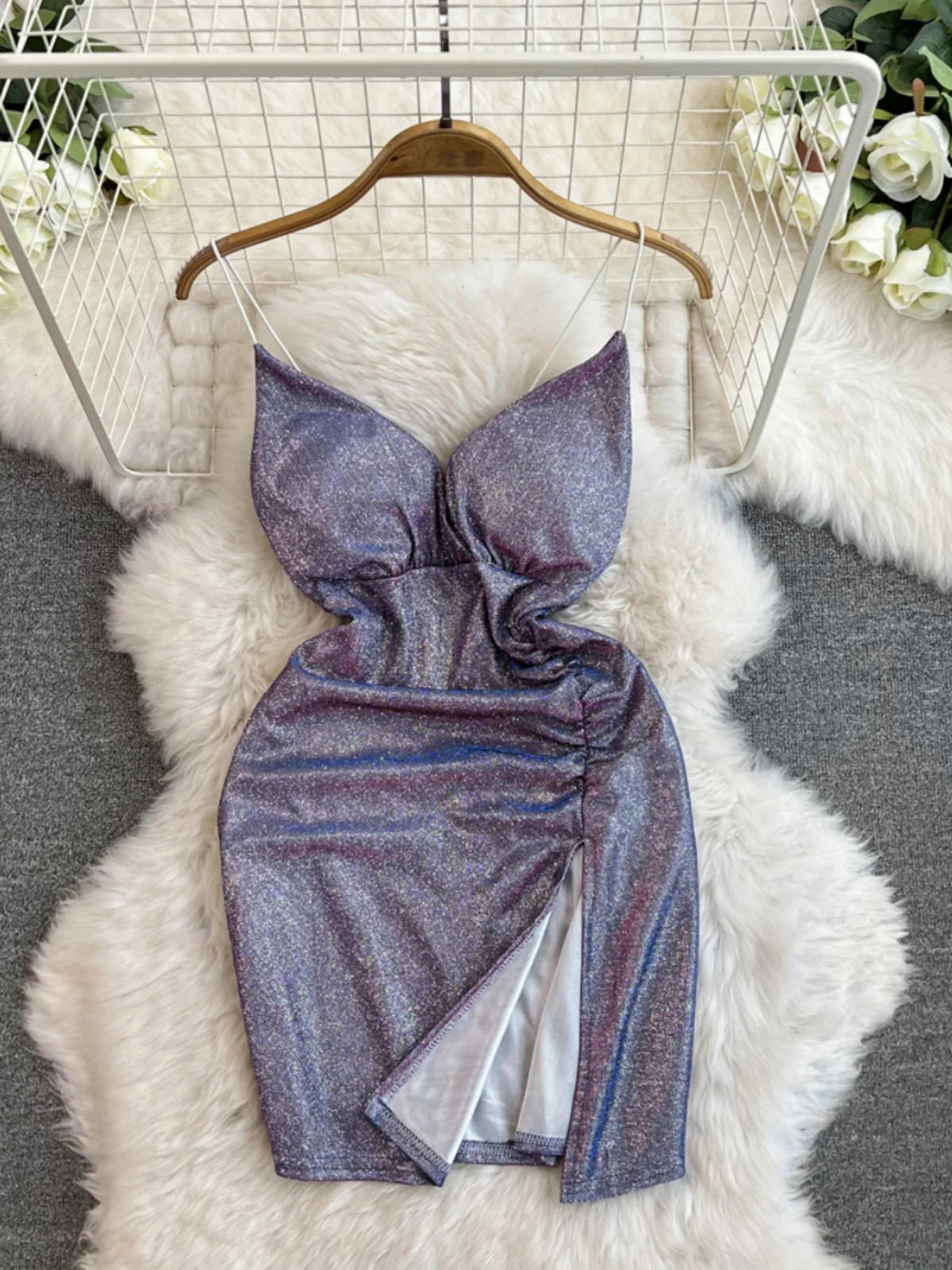 Shimmering Metallic Dress With Adjustable Straps on Luulla