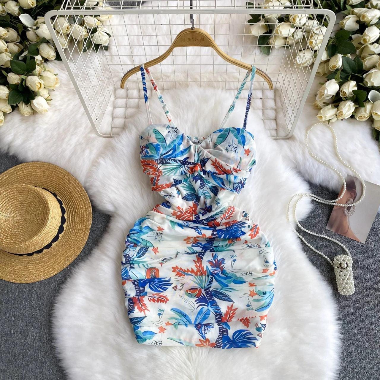floral sleeveless bodycon dress Floral Print Maxi Slip Dress for Women - Sexy Back Slit Sleeveless Bodycon  Cami Sundress