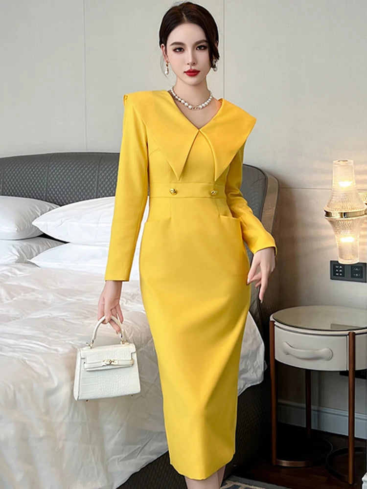 elegant collar dress Albina Dyla Golden Mirage Gown – ABC Dress Hire main image 1
