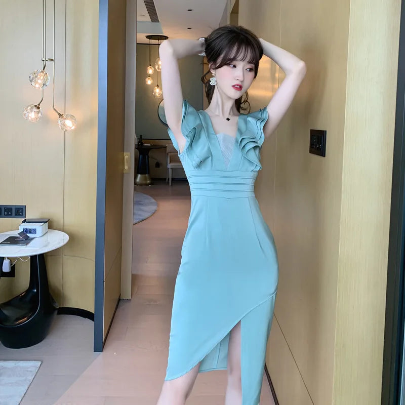 Wrap bodycon midi dress outlet