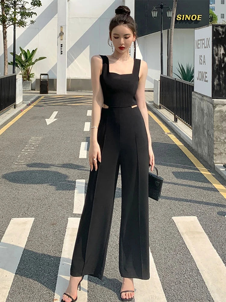 Y2k Fashion Elegant Women Jumpsuits Chic Black Hollow Sexy Strap Backless Party Beach Femme Mujer Wi on Luulla