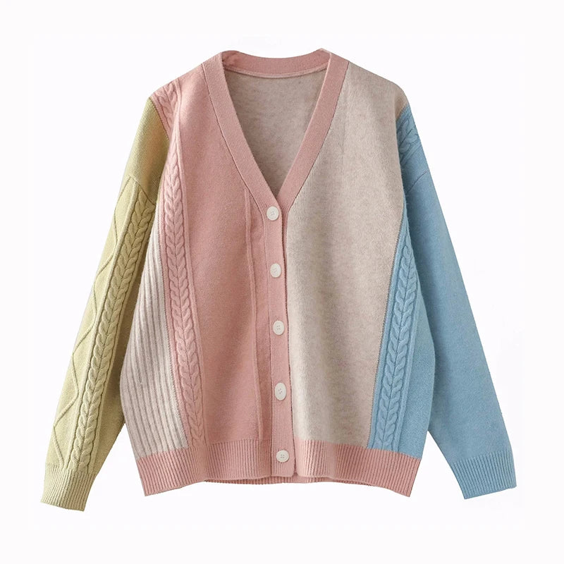 Colorful Knit Cardigan With Button-down Design on Luulla
