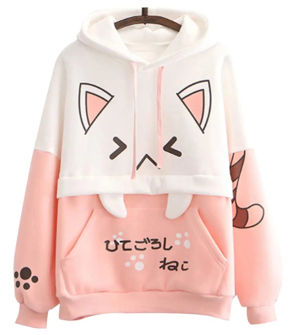 Cute Cat Ear Hoodie Cozy Pink Apparel on Luulla